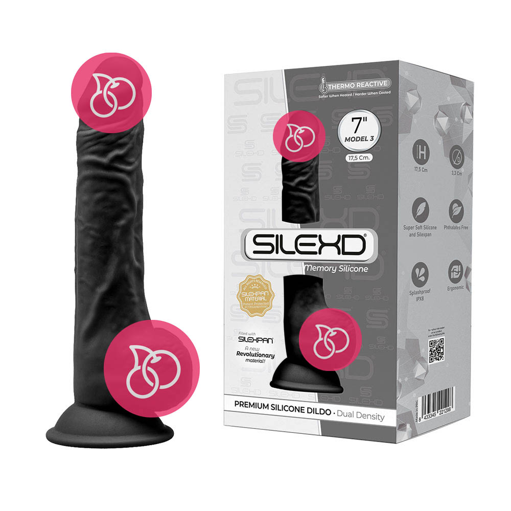 Фаллоимитатор на присоске с мошонкой «SileXD Model 3» 7", черный