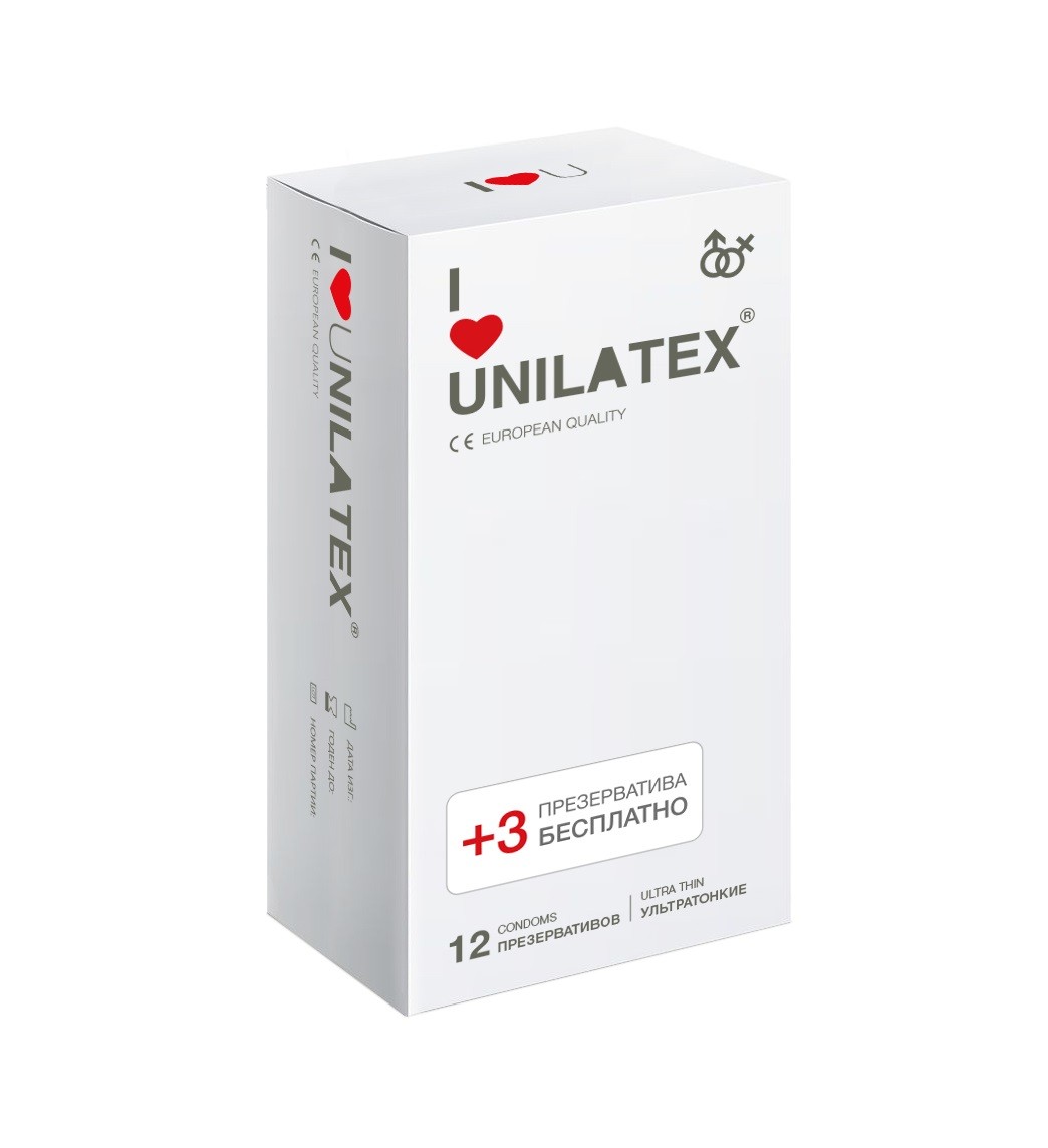 Презервативы «UNILATEX Ultrathin» ультратонкие №12+3