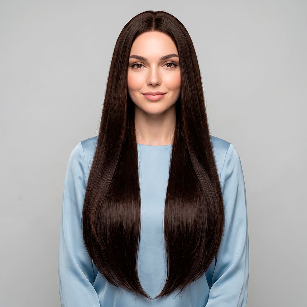 Парик женский длинный черный без челки