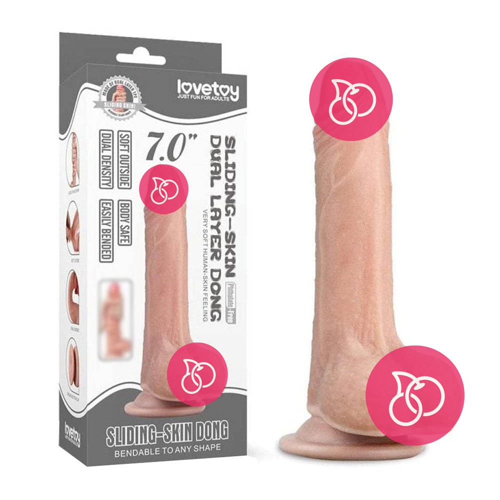 Реалистичный фаллоимитатор «Sling-skin Dong 7.0"» с подвижной кожей, телесный