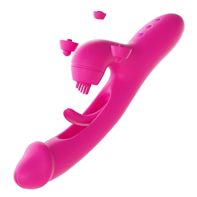 Вибратор-кролик «G Spot Ultra» с двигающимся язычком и насадками