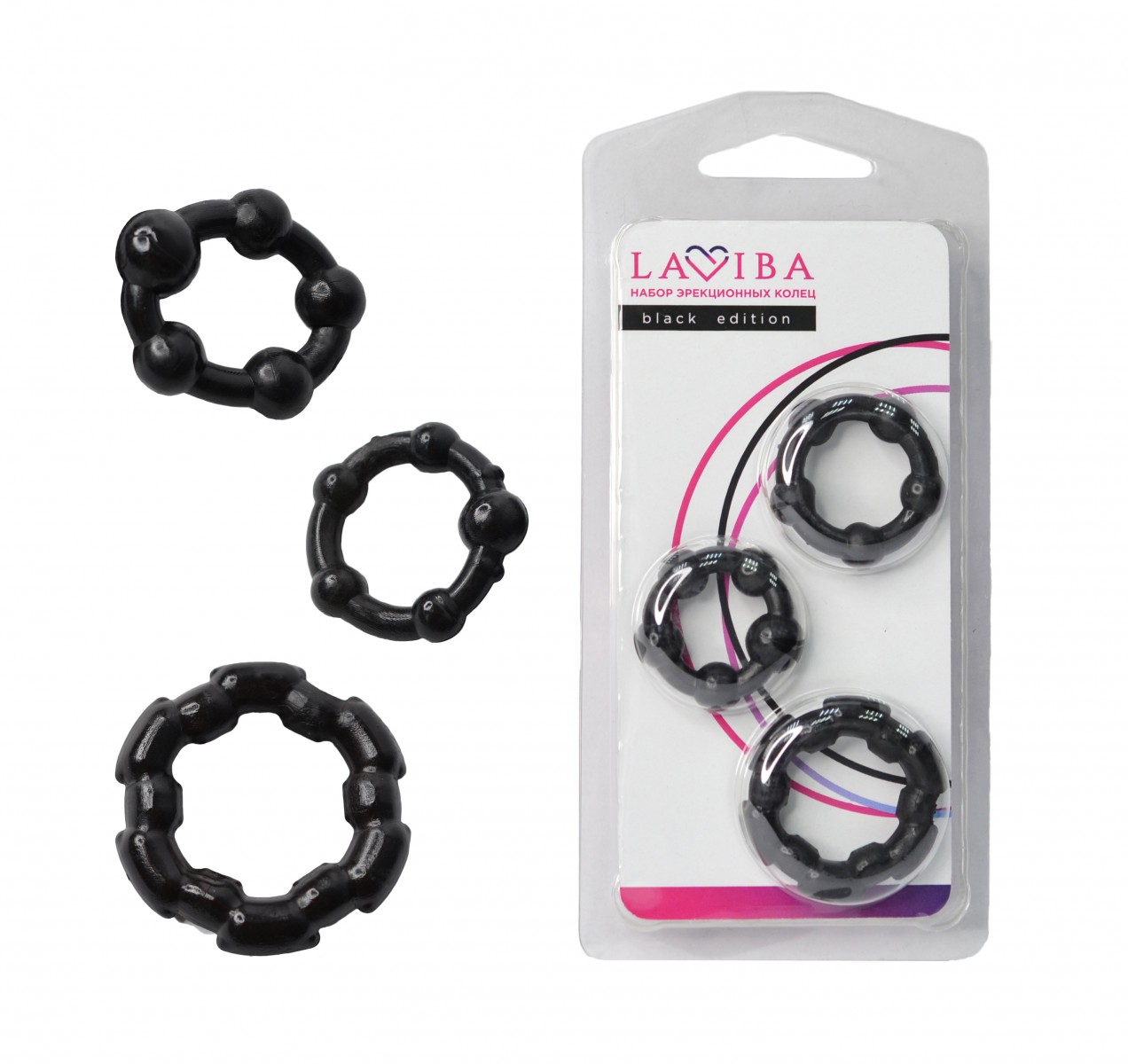 Набор эрекционных колец «LaViba Black Edition»