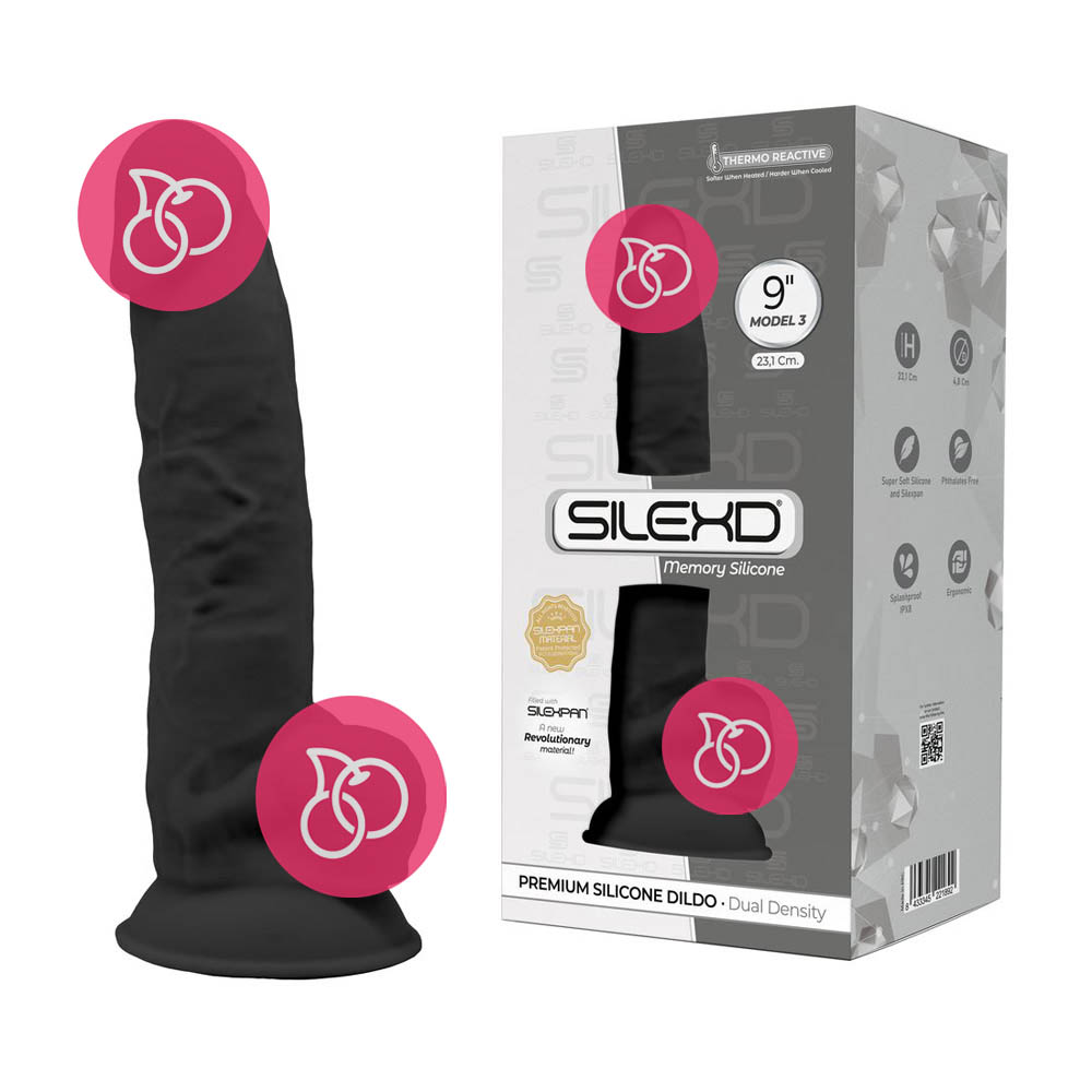 Фаллоимитатор на присоске с мошонкой «SileXD Model 3» 9", черный