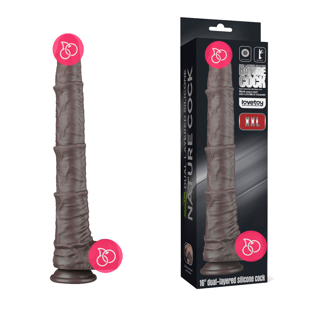 Фаллоимитатор-гигант «Dual Layered Bendable Silicone Cock XXL 16», черный