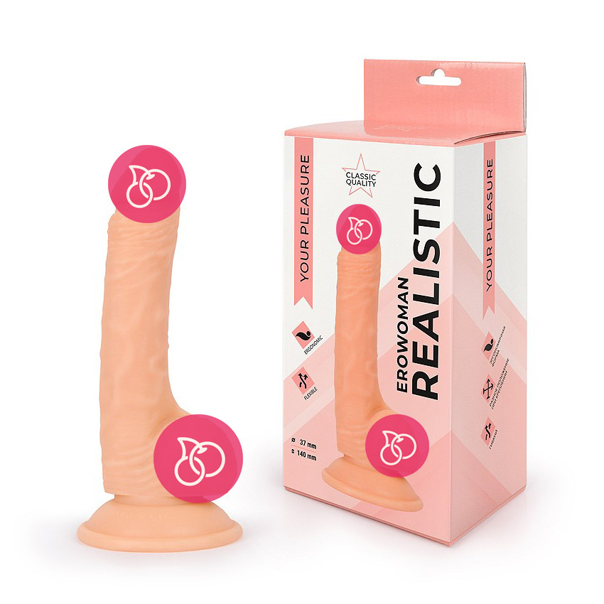Реалистичный фаллоимитатор на присоске «EROWOMAN REALISTIC», 14 см