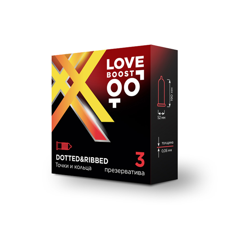 Презервативы «LoveBoost Dotted&Ribbed» с рельефом №3