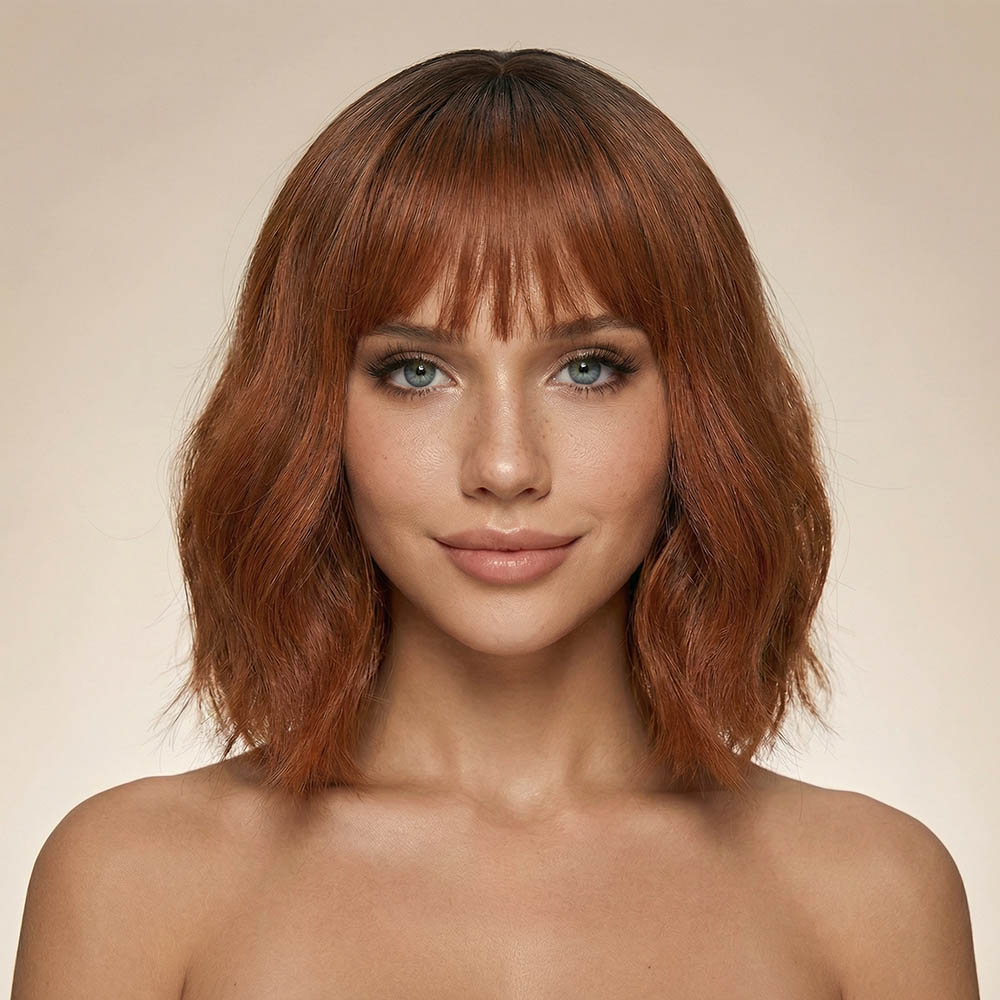 Парик Рыжий, каре с челкой