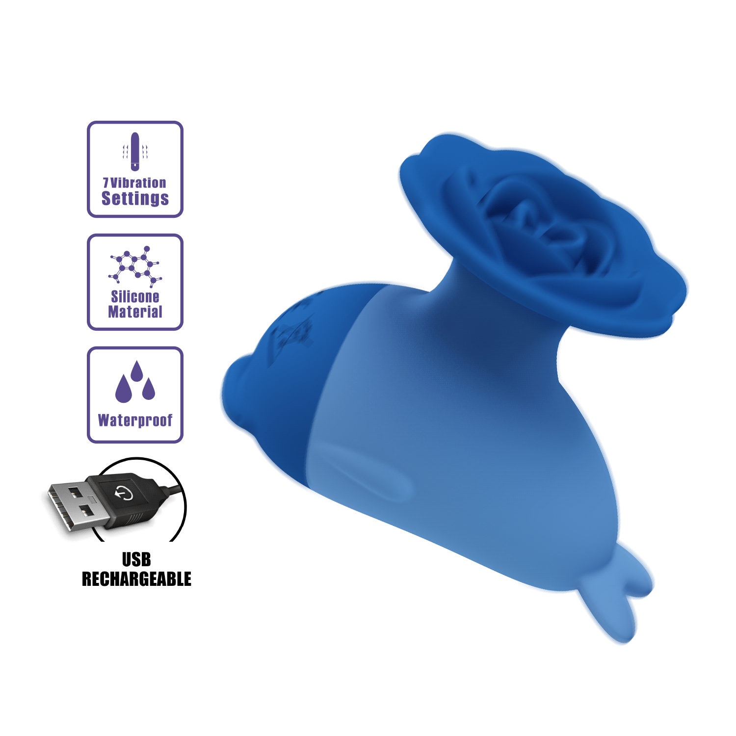 Мини вибратор Dolphin Super Finger из силикона, голубой