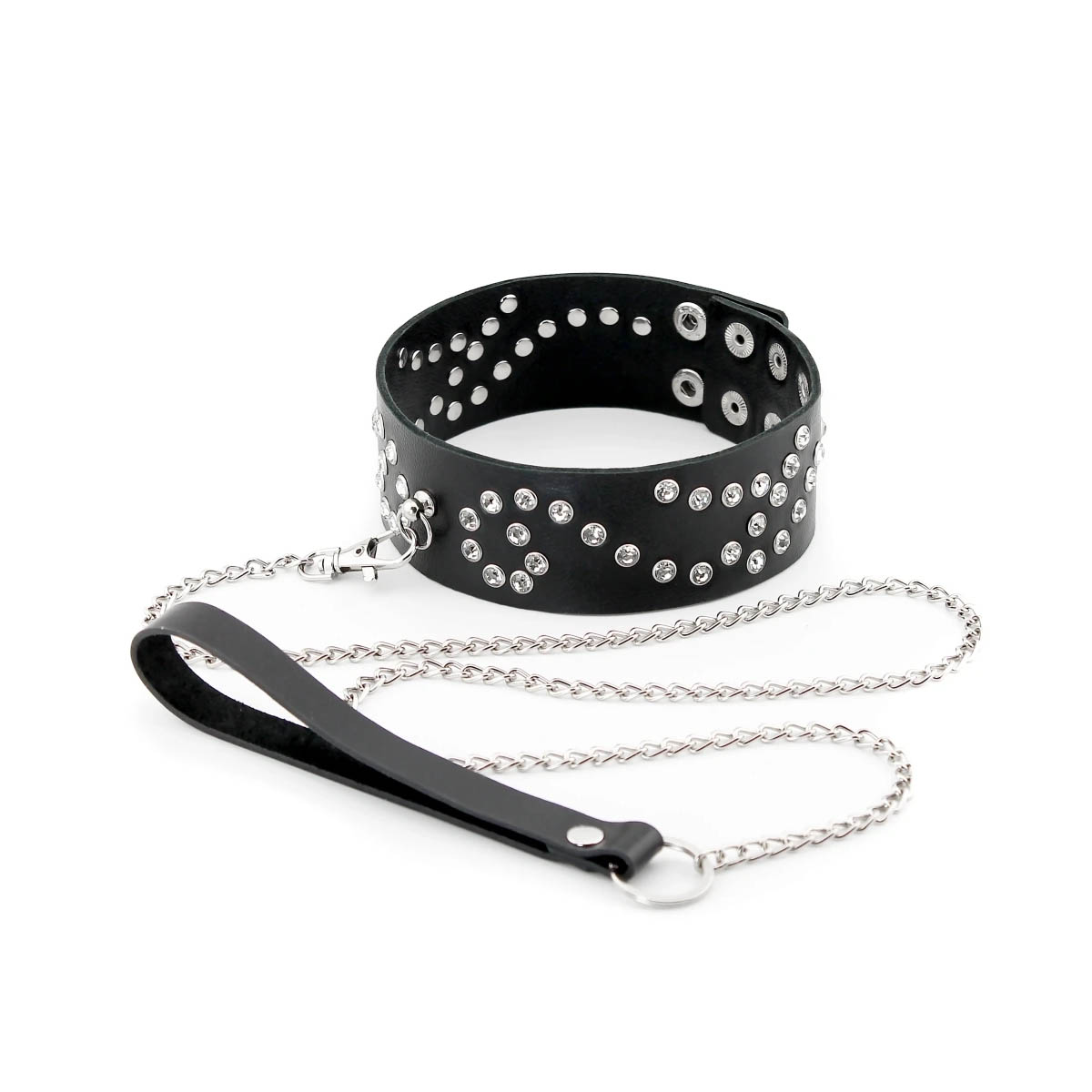 Ошейник со стразами, черный
