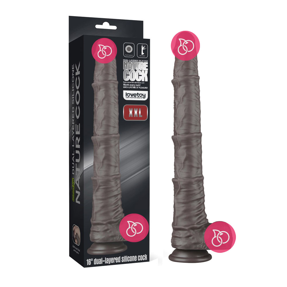 Фаллоимитатор-гигант «Dual Layered Bendable Silicone Cock XXL 16''», черный