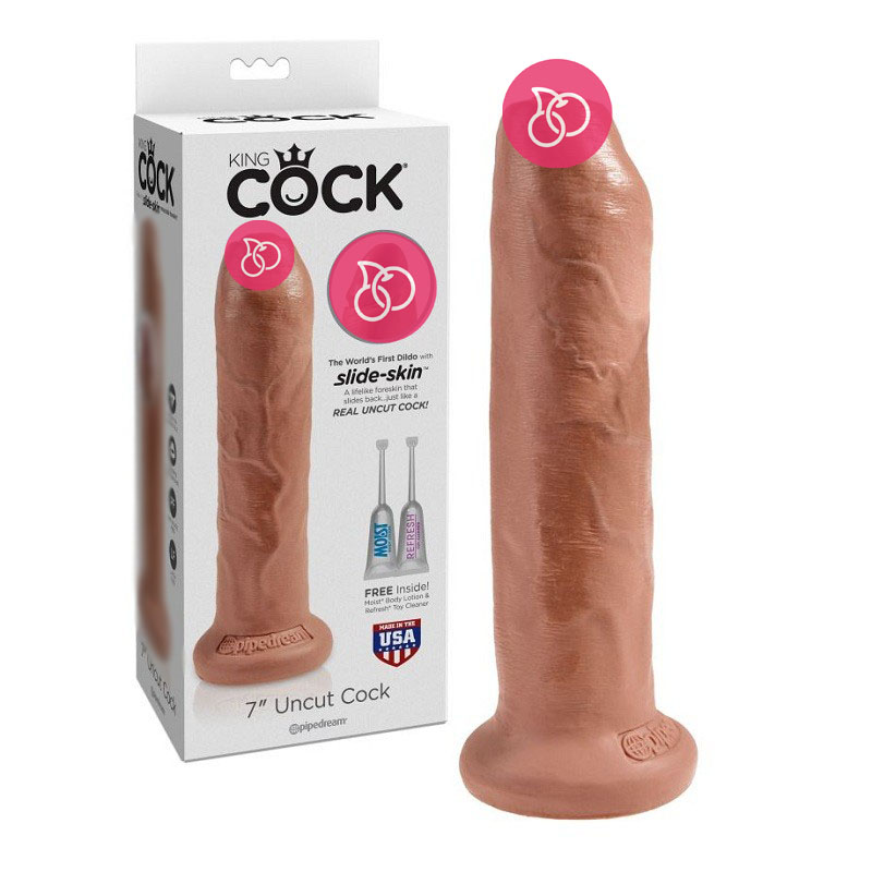 Реалистичный фаллоимитатор с крайней плотью «King Cock 7 Uncut Cock», загорелый
