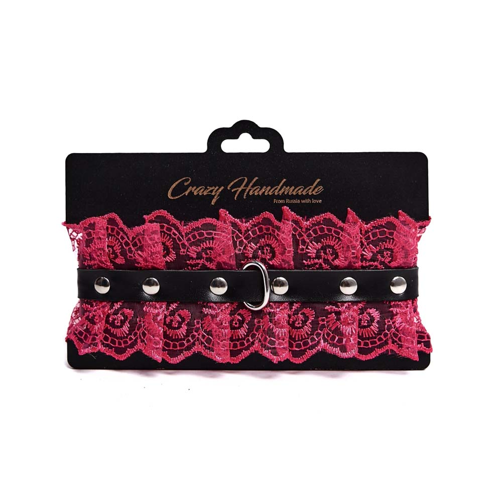 Чокер «Crazy HandMade» с малиновым кружевом