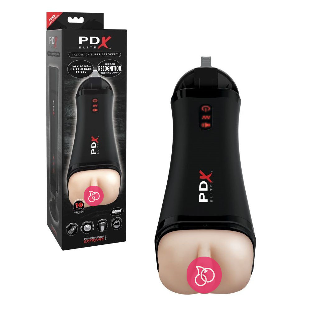 Вагина-мастурбатор «PDX Elite Talk Back Super Stroker» с вибрацией и голосом