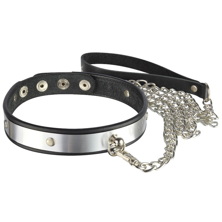 Серебристый ошейник с цепным поводком «Sitabella»