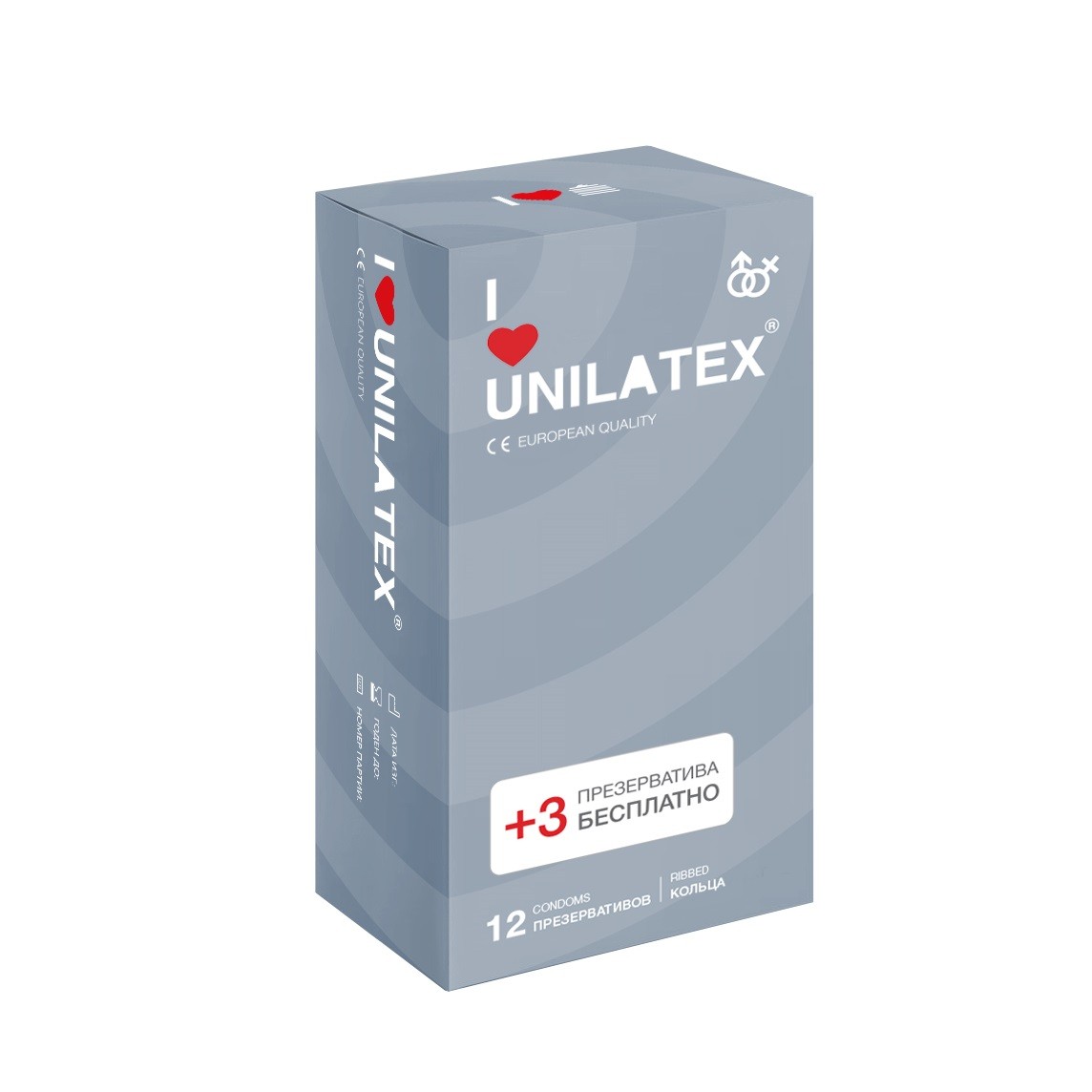 Презервативы UNILATEX Ribbed с кольцами 12+3 шт.