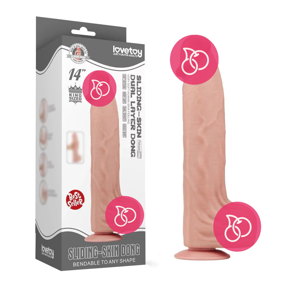 Фаллоимитатор-гигант «Sling-skin Dong 14"» с подвижной кожей, телесный