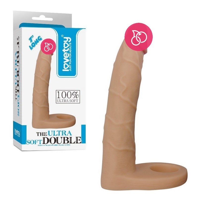 Насадка на член «The Ultra Soft Double 7» для двойного проникновения