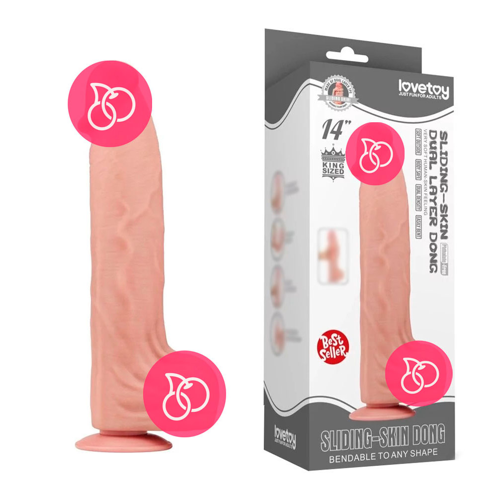 Фаллоимитатор-гигант «Sling-skin Dong 14» с подвижной кожей, телесный
