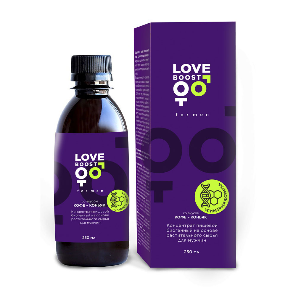 Концентрат возбуждающего напитка «LoveBoost Кофе-коньяк» для мужчин, 250 мл