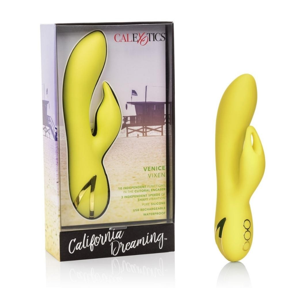 Вибратор-кролик «Venice Vixen» с фунцией «мерцающий язычок»