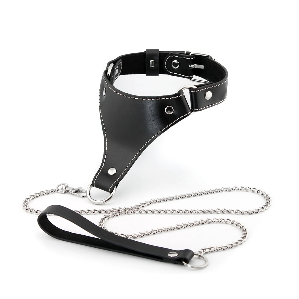 Ошейник треугольный с белой декоративной строчкой, черный