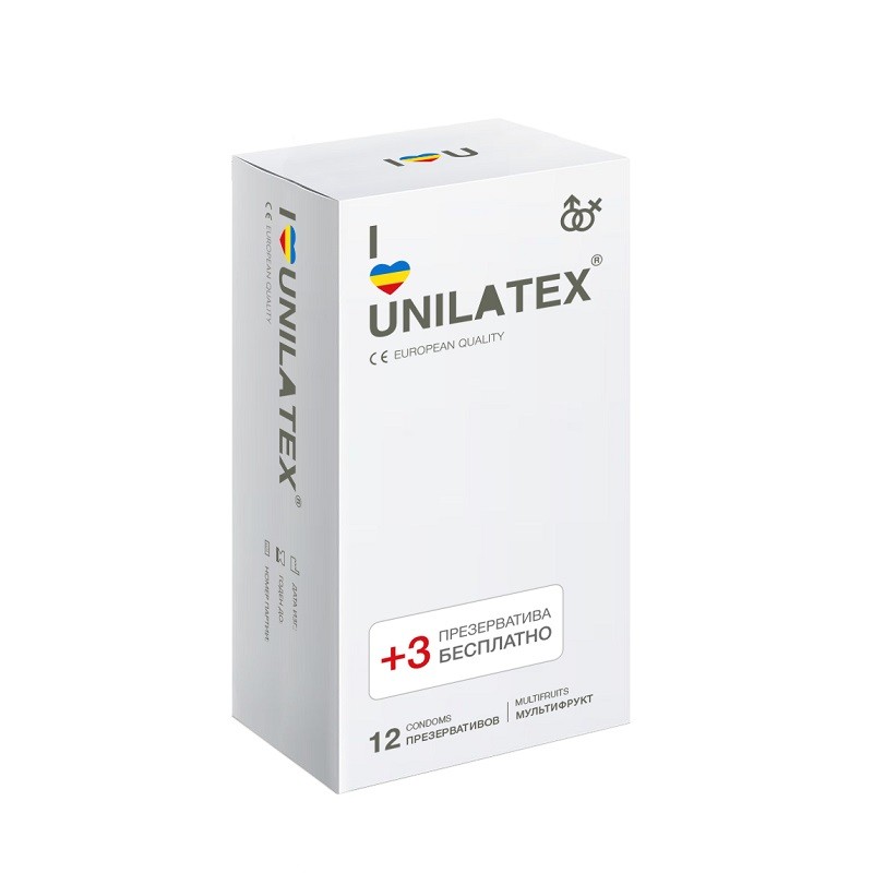 Презервативы «UNILATEX Multifrutis» ароматизированные, №12+3