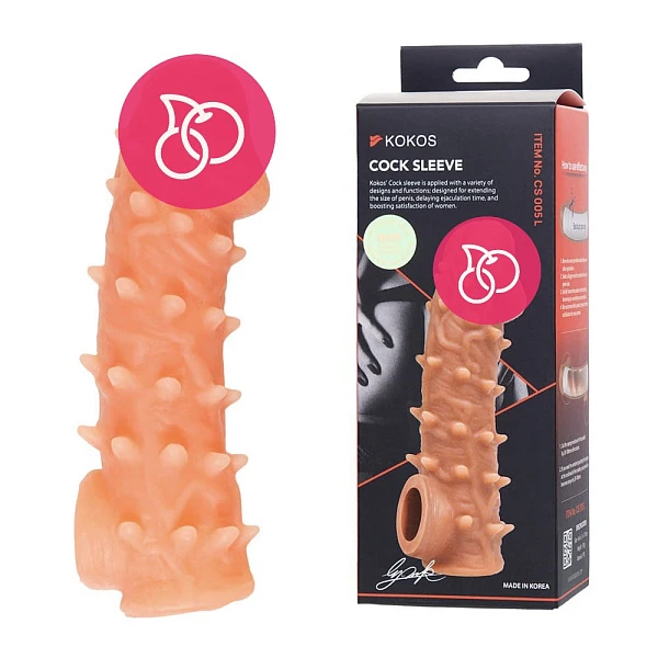 Насадка с шипами «Cock Sleeve» с отверстием для мошонки, размер L
