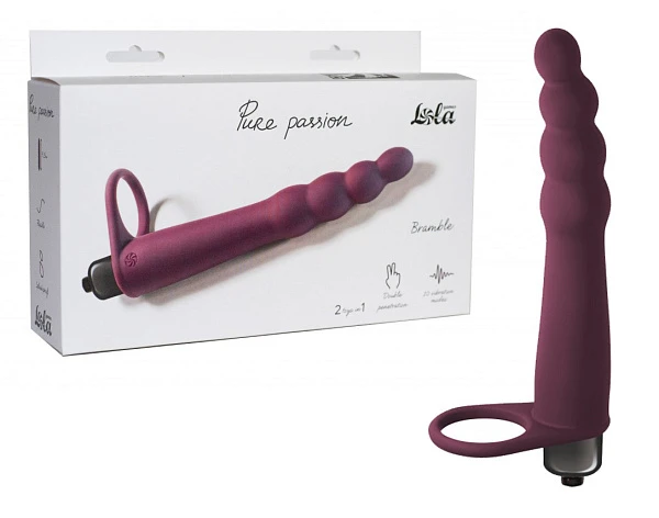 Вибронасадка для двойного проникновения «Pure Passion Brumble», бордовая
