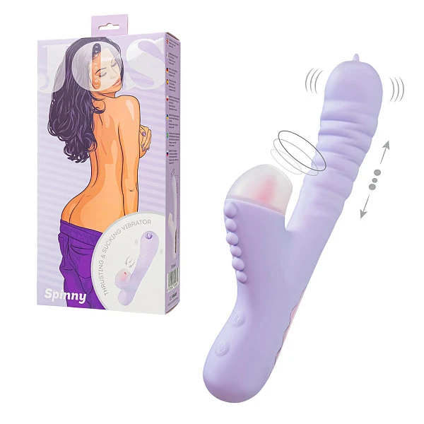 Вибратор-кролик «JOS Spinny» с вакуумным стимулятором и движением