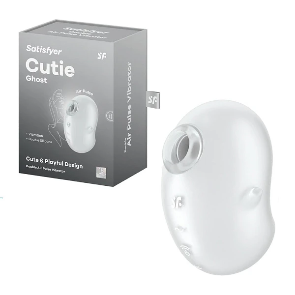 Вакуумно-волновой вибростимулятор «Cutie Ghost», белый