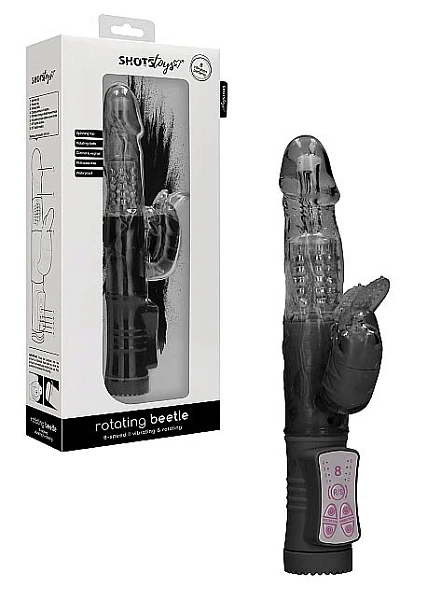 Вибратор-кролик «Rotating Beetle» с функцией вращения, черный