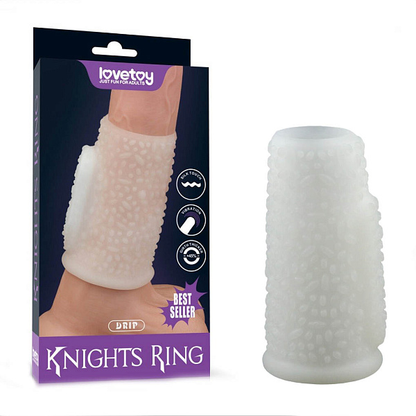 Насадка на член «Vibrating Drip Knights Ring» с вибрацией и рельефом