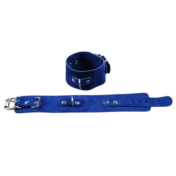 Наручники узкие велюровые «Beastly», синие