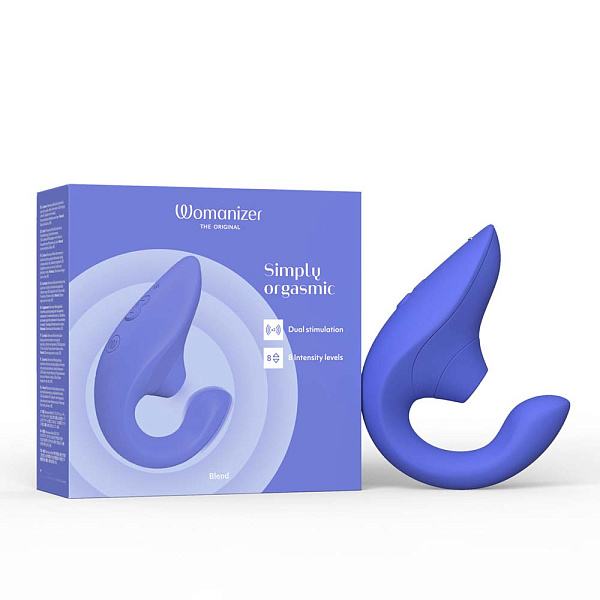 Вибратор для зоны G c клиторальной стимуляцией «Womanizer Blend», голубой