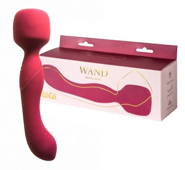 Двусторонний вибромассажер «Heating Wand» с нагревом, красный