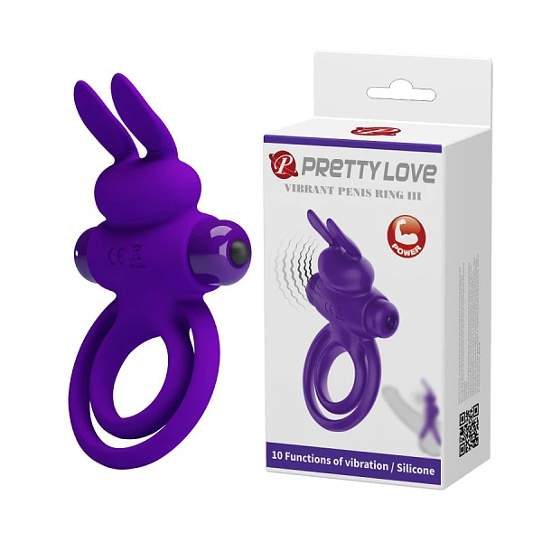 Эрекционное кольцо с вибростимуляцией клитора «Pretty Love», фиолетовое
