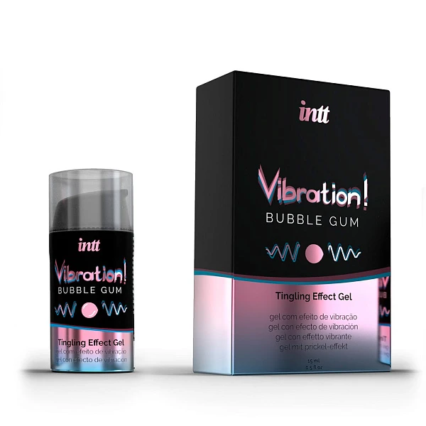 Жидкий вибратор «Vibration! Bubble Gum», интимный гель со вкусом бабл-гам, 15 мл