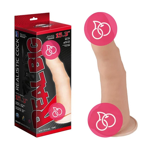 Фаллоимитатор гигант «RealBig 15.3"» на присоске с рельефом