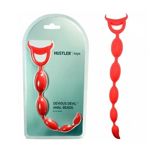 Анальная цепочка из силикона «Devious Devil», красная