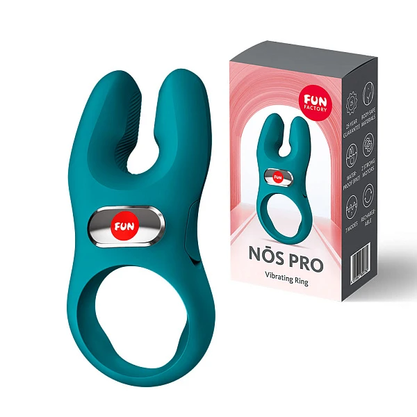 Эрекционное кольцо с вибрацией «Nos Pro» зеленое