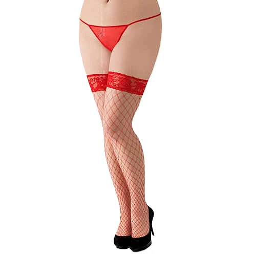 Чулки в крупную сетку «Soft Line», красные, р. 5