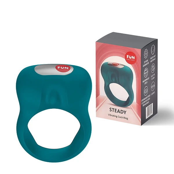 Эрекционное кольцо с вибрацией «Steady» зеленое