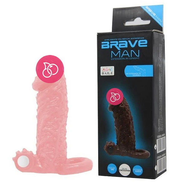 Реалистичная насадка на член с вибрацией и рельефом «Brave man»