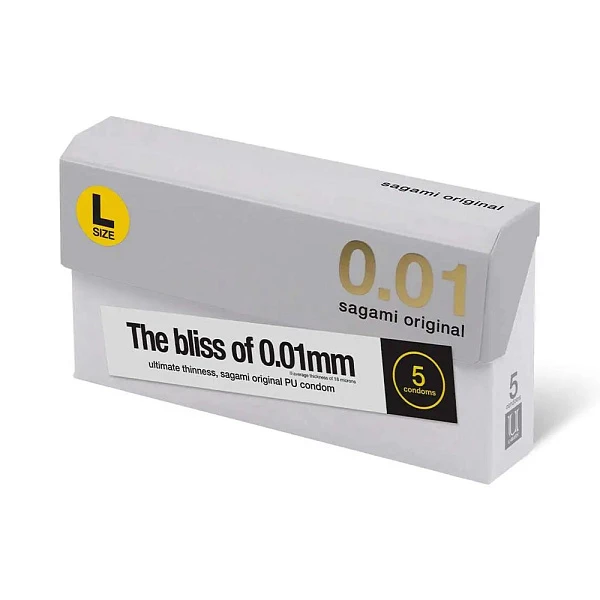 Полиуретановые презервативы «SAGAMI Original 0.01», размер L, №5