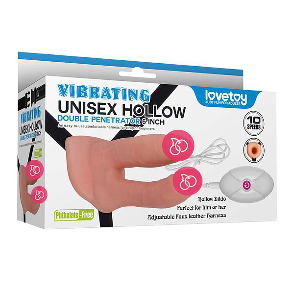 Полый вибростимулятор «Vibrating Unisex Hollow» для двойного проникновения