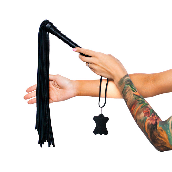 Плеть «Scandal» из натуральной кожи, черная