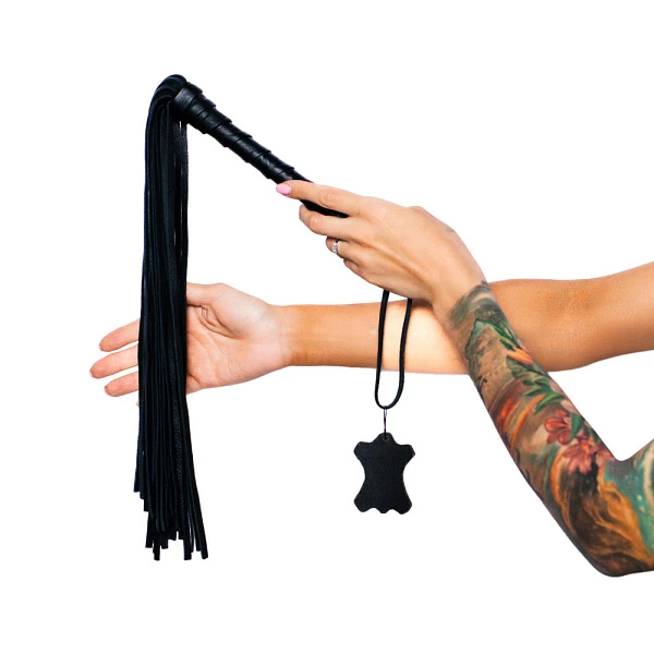 Плеть «Scandal» из натуральной кожи, черная