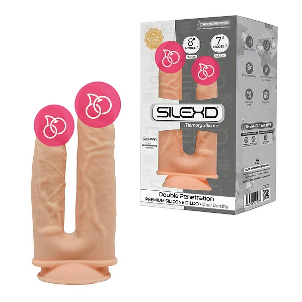 Двойной фаллоимитатор «SILEXD Model 1 (8"&7")» на присоске