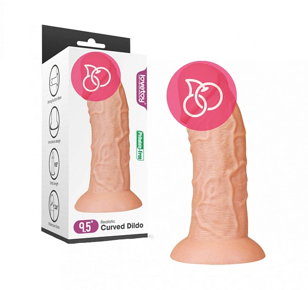 Реалистичный фаллоимитатор на присоске «Realistic Curved Dildo Flesh»