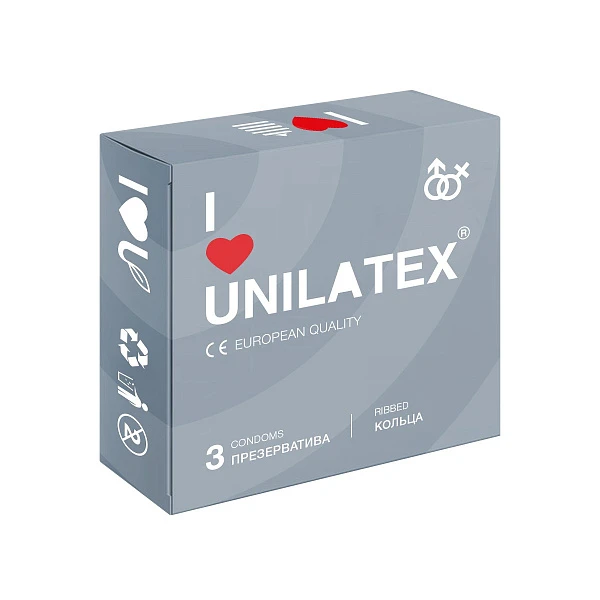 Презервативы UNILATEX Ribbed с кольцами 3 шт.